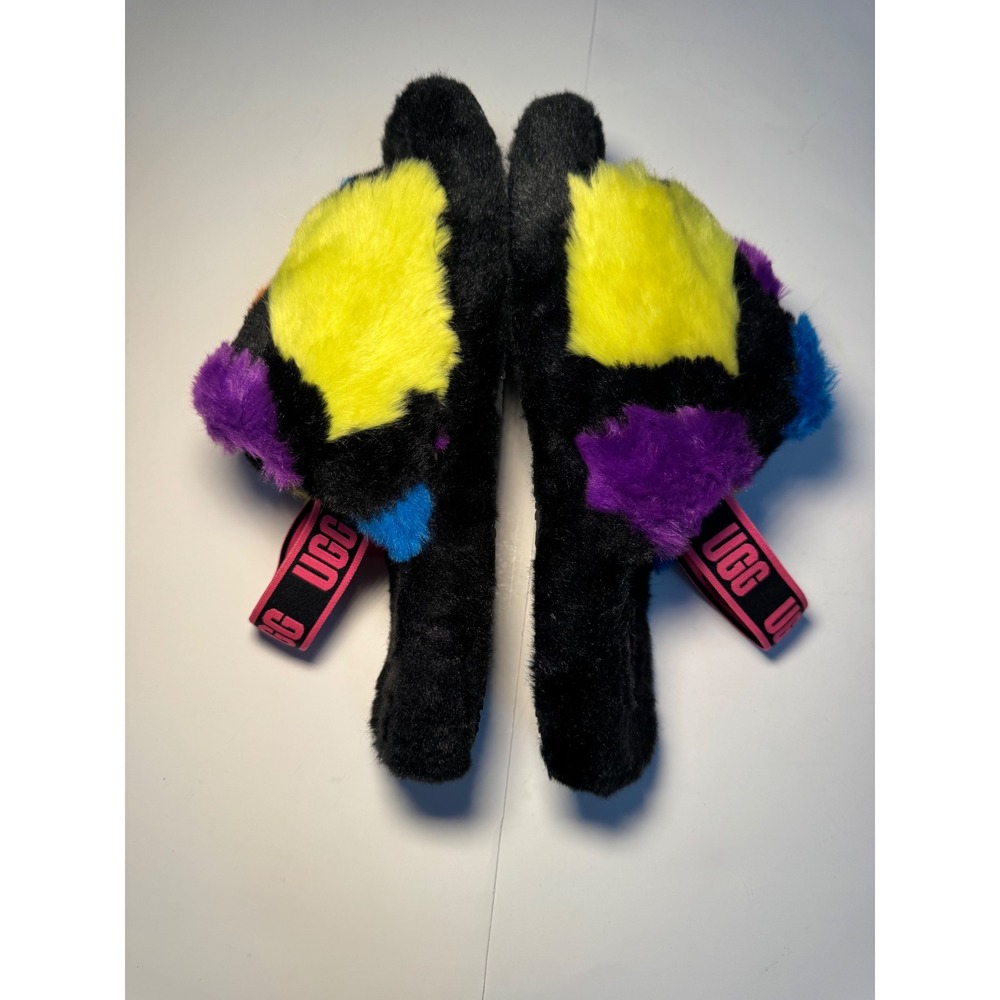UGG 5 Fluff Yeah Slide Patchwork Colorful Furry Sandal Slippers - Women's - Picture 5 of 8